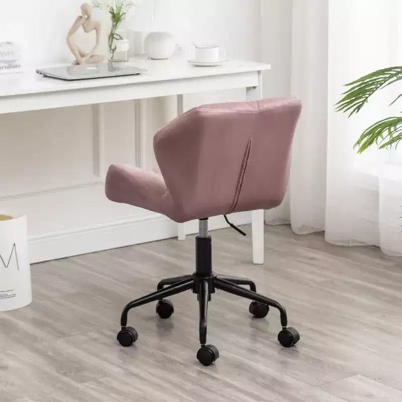 Okak Chaise de Bureau à Domicile Moderne Réglable en Velours avec Roues, Chaise de Travail Pivotante Capitonnée en Losange pour Bureau, Étude, Studio
