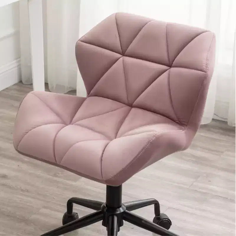 Okak Chaise de Bureau à Domicile Moderne Réglable en Velours avec Roues, Chaise de Travail Pivotante Capitonnée en Losange pour Bureau, Étude, Studio