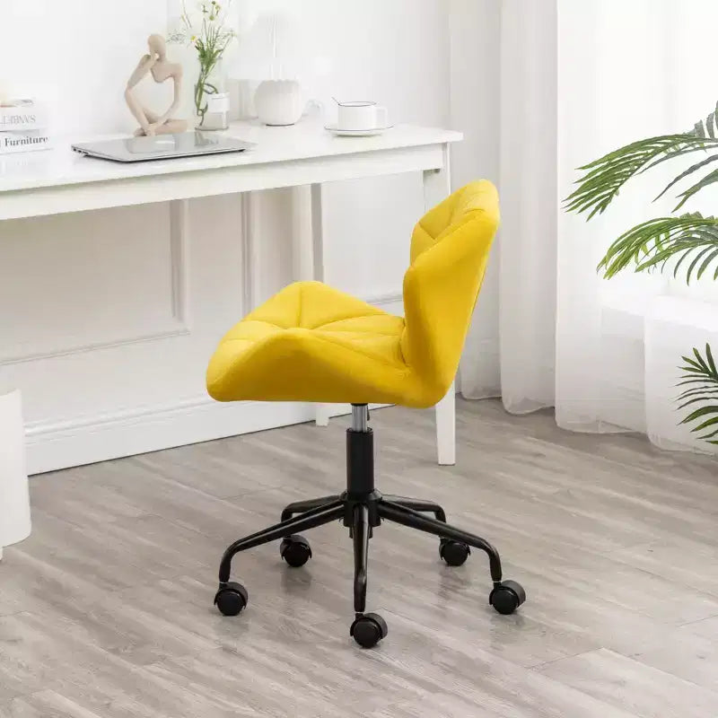Okak Chaise de Bureau à Domicile Moderne Réglable en Velours avec Roues, Chaise de Travail Pivotante Capitonnée en Losange pour Bureau, Étude, Studio