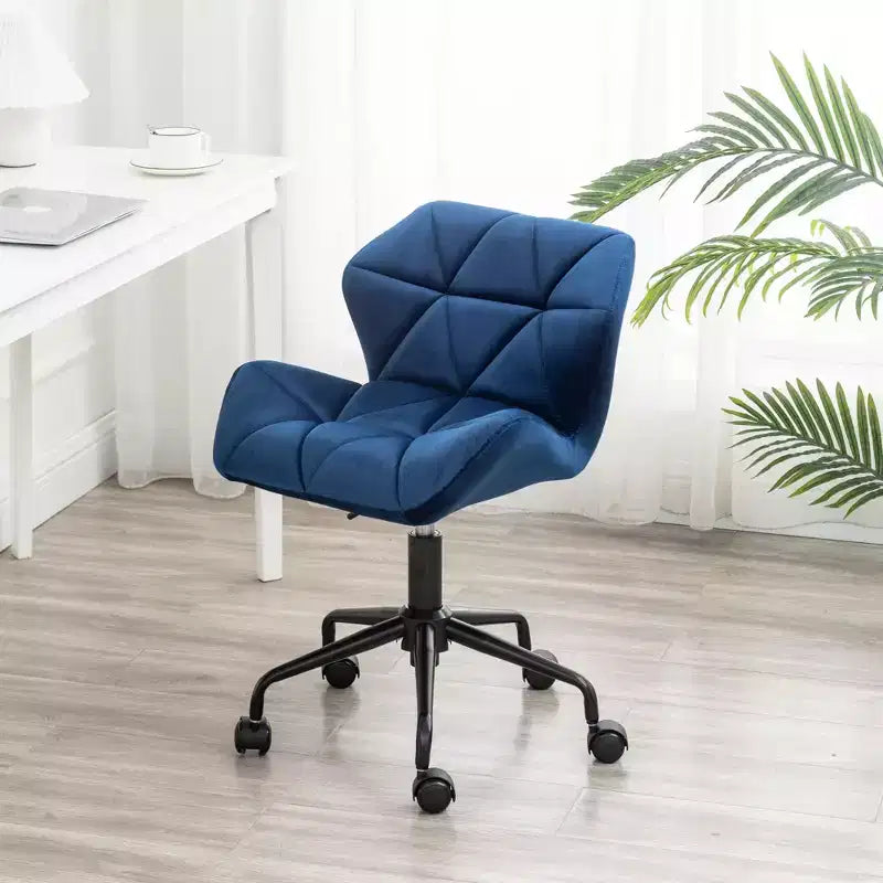 Okak Chaise de Bureau à Domicile Moderne Réglable en Velours avec Roues, Chaise de Travail Pivotante Capitonnée en Losange pour Bureau, Étude, Studio