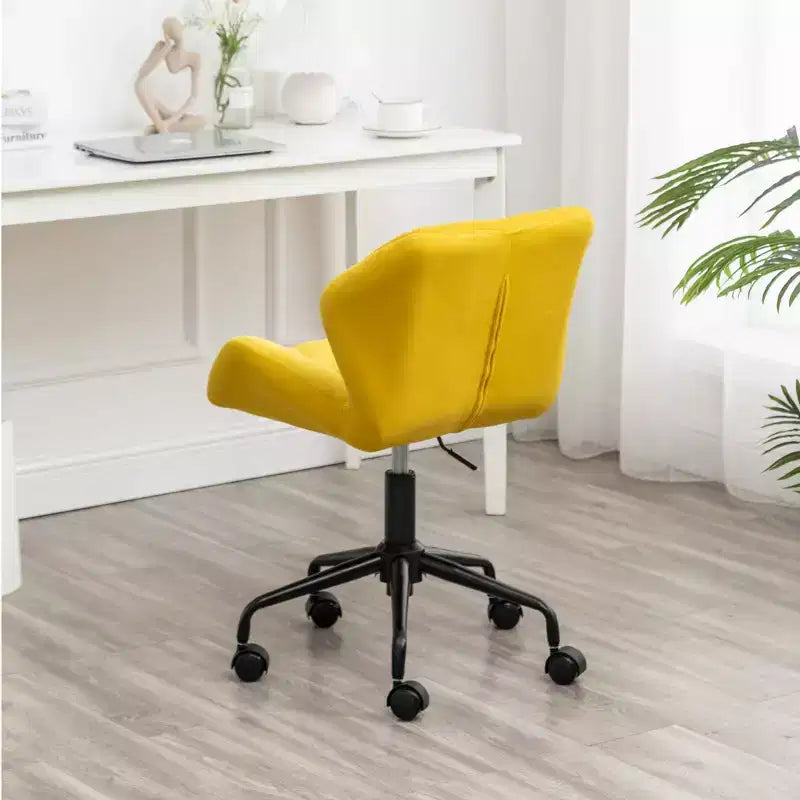 Okak Chaise de Bureau à Domicile Moderne Réglable en Velours avec Roues, Chaise de Travail Pivotante Capitonnée en Losange pour Bureau, Étude, Studio