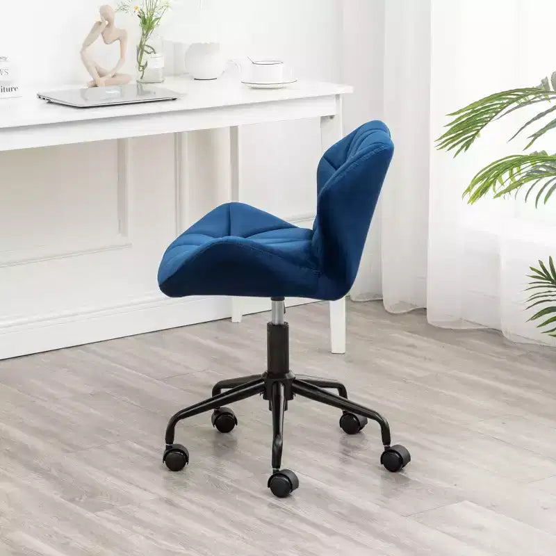 Okak Chaise de Bureau à Domicile Moderne Réglable en Velours avec Roues, Chaise de Travail Pivotante Capitonnée en Losange pour Bureau, Étude, Studio