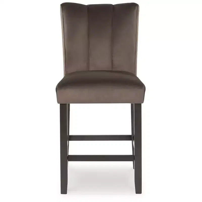 Tabourets de bar à hauteur de comptoir rembourrés Signature Design by Ashley Zendalia - Ensemble de 2, velours brun moka avec surpiqûres verticales
