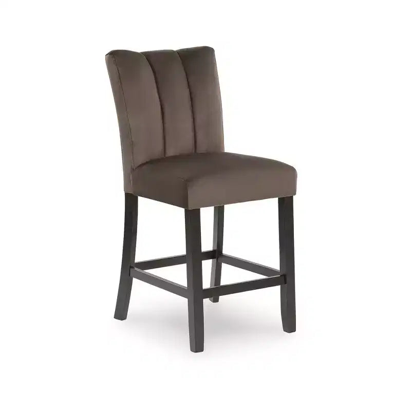 Tabourets de bar à hauteur de comptoir rembourrés Signature Design by Ashley Zendalia - Ensemble de 2, velours brun moka avec surpiqûres verticales