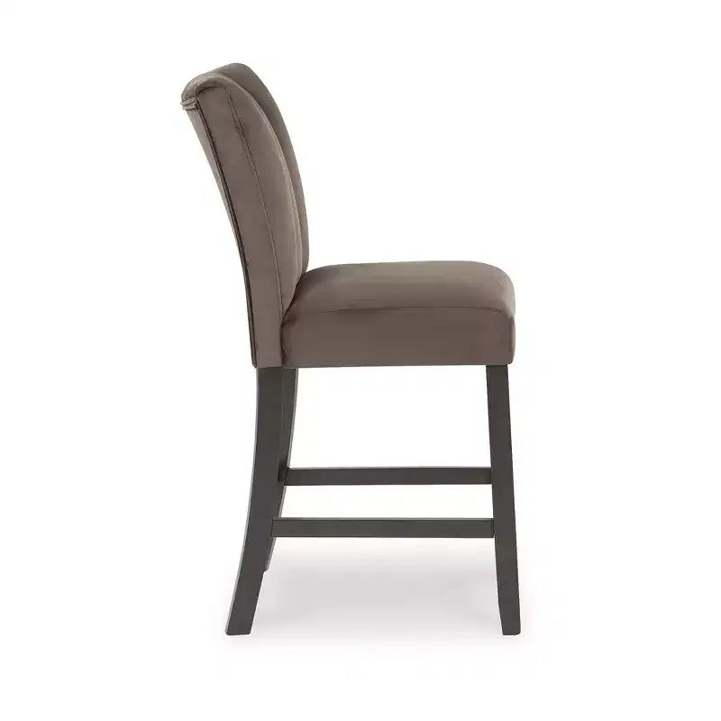 Tabourets de bar à hauteur de comptoir rembourrés Signature Design by Ashley Zendalia - Ensemble de 2, velours brun moka avec surpiqûres verticales
