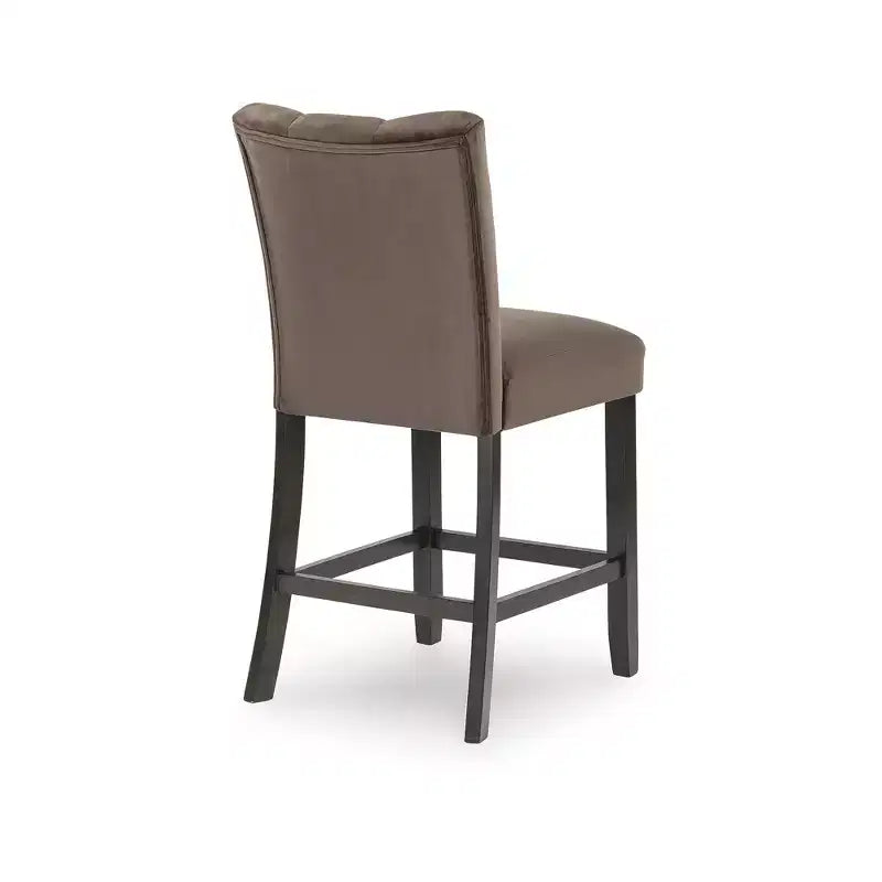Tabourets de bar à hauteur de comptoir rembourrés Signature Design by Ashley Zendalia - Ensemble de 2, velours brun moka avec surpiqûres verticales
