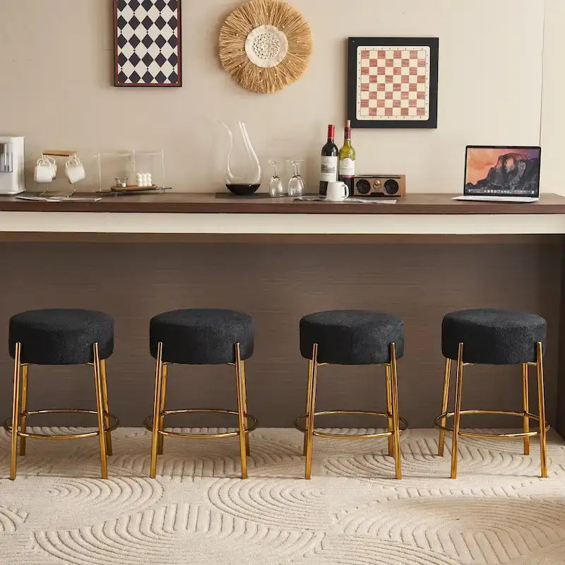 Tabouret de bar rond noir et or, lot de 2