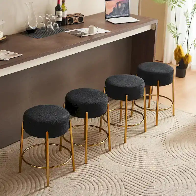 Tabouret de bar rond noir et or, lot de 2