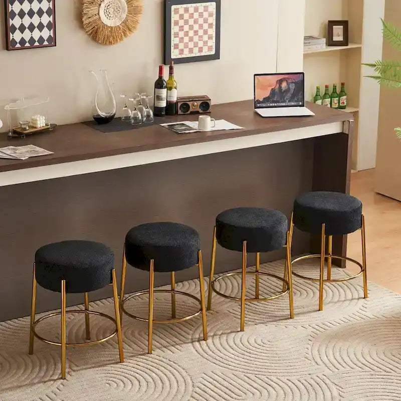 Tabouret de bar rond noir et or, lot de 2