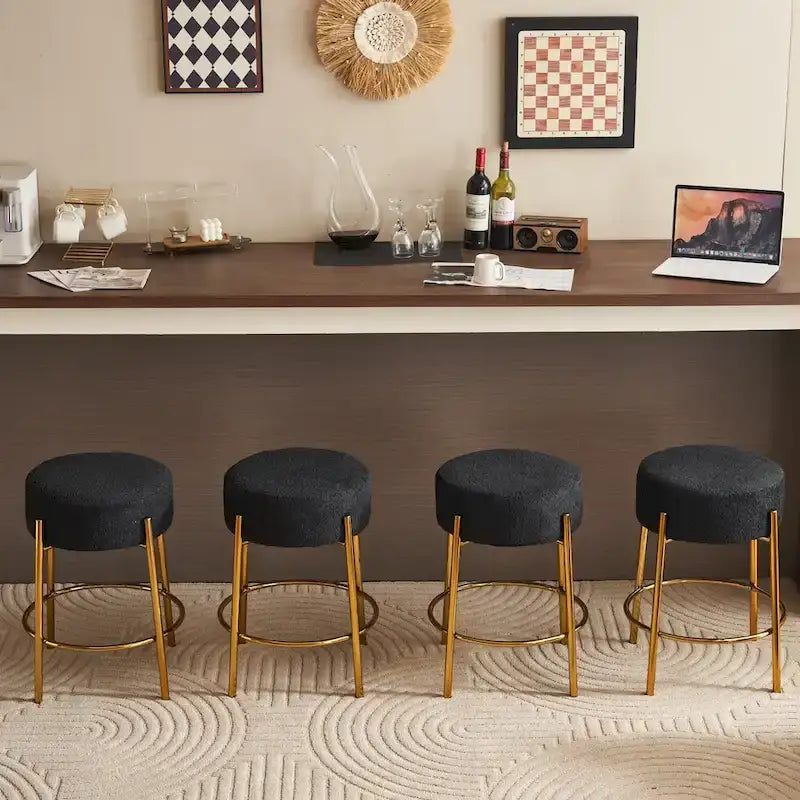Tabouret de bar rond noir et or, lot de 2