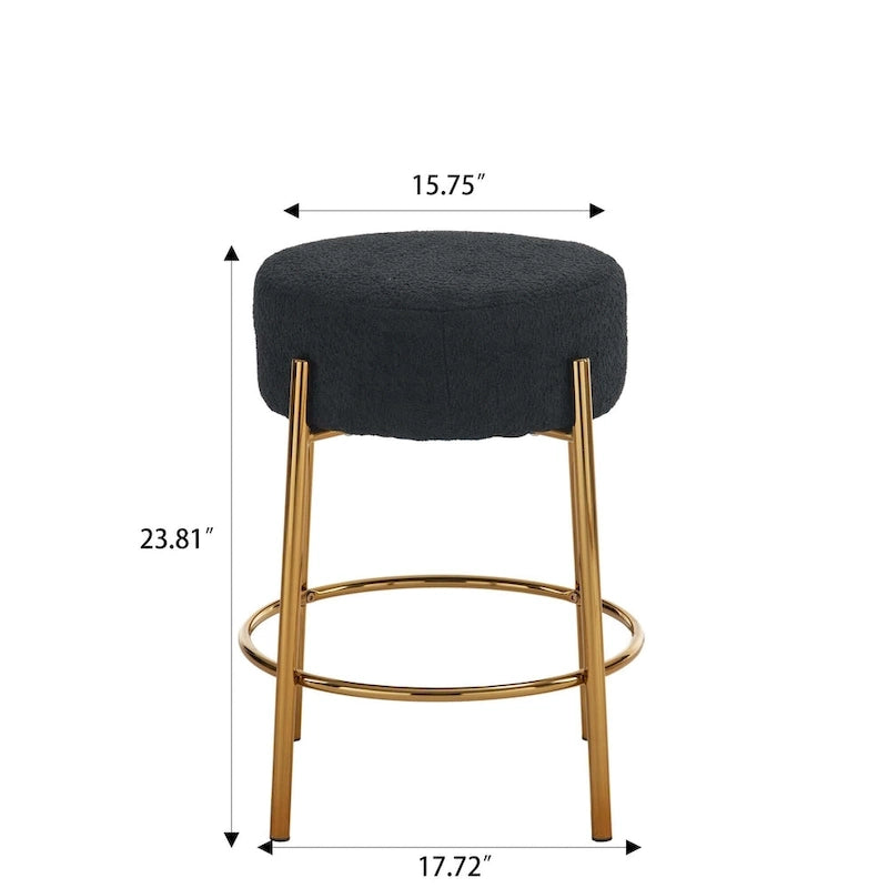 Tabouret de bar rond noir et or, lot de 2