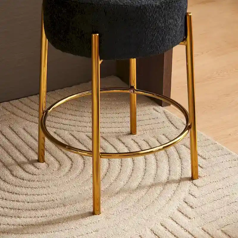 Tabouret de bar rond noir et or, lot de 2