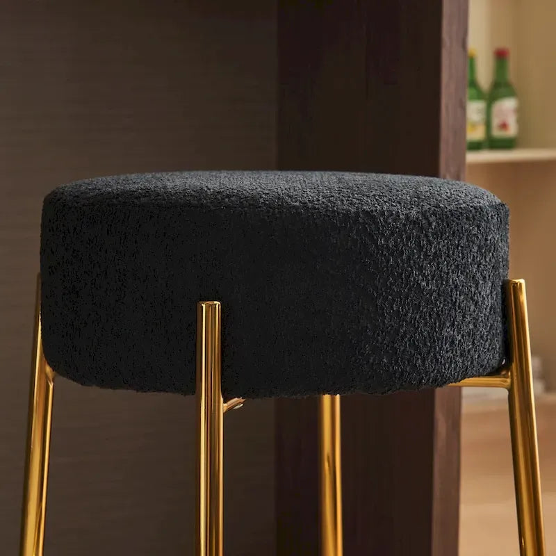 Tabouret de bar rond noir et or, lot de 2