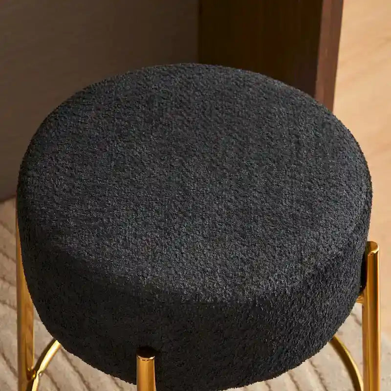 Tabouret de bar rond noir et or, lot de 2
