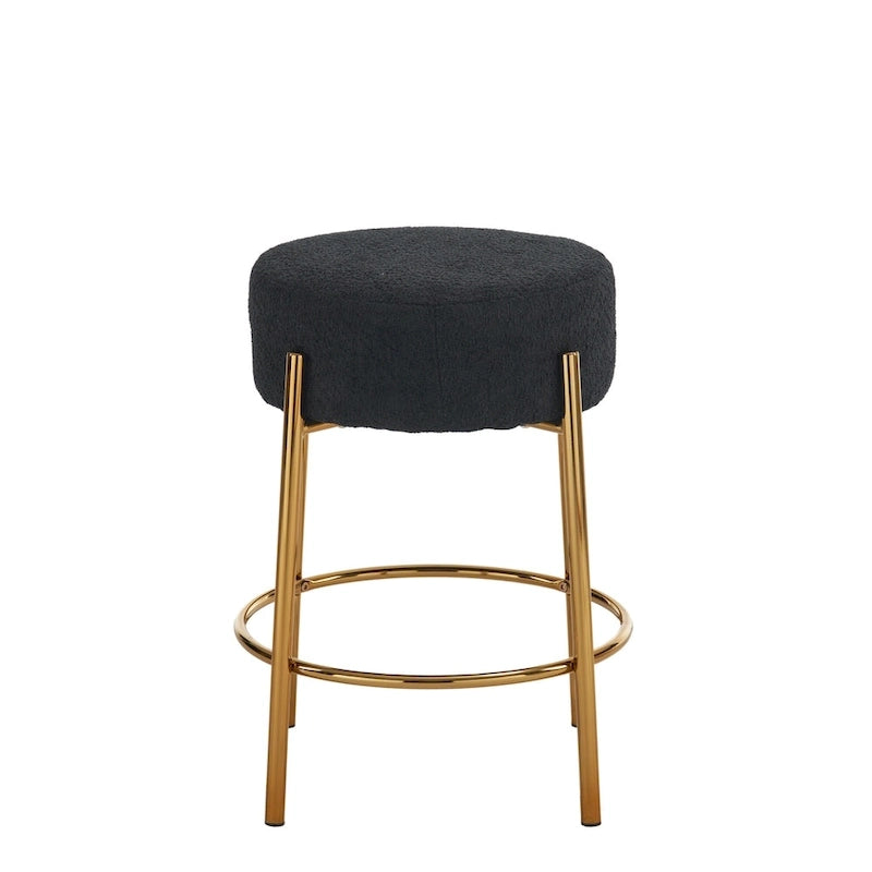 Tabouret de bar rond noir et or, lot de 2