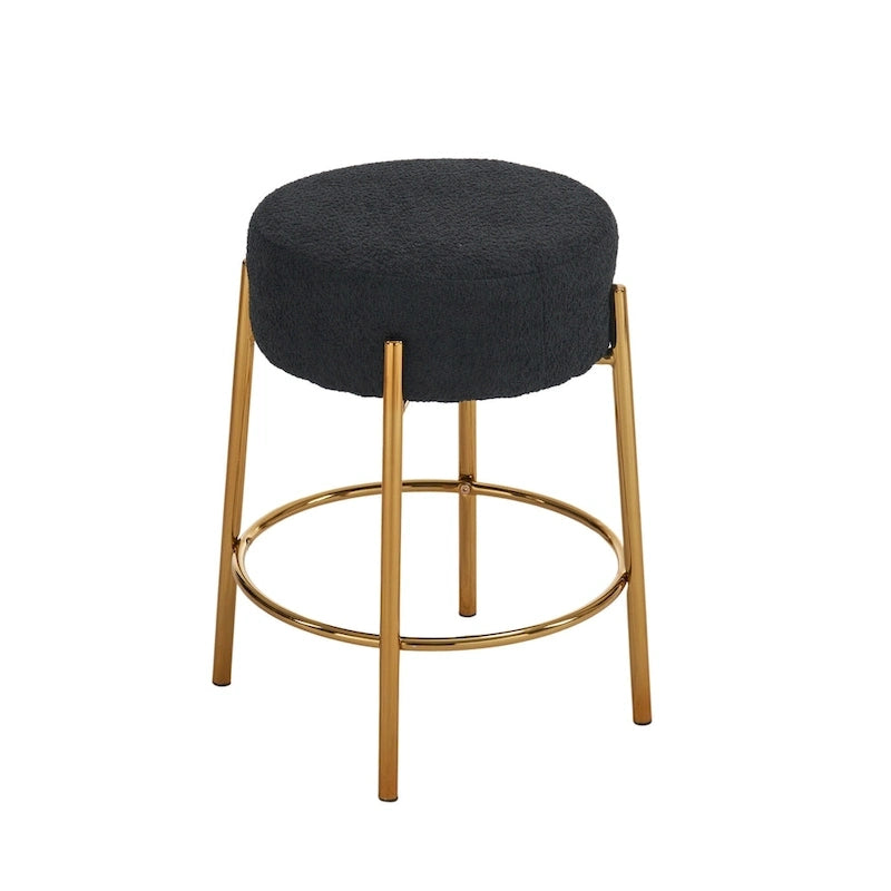 Tabouret de bar rond noir et or, lot de 2