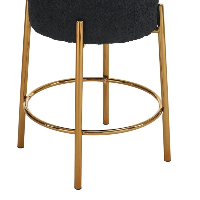 Tabouret de bar rond noir et or, lot de 2