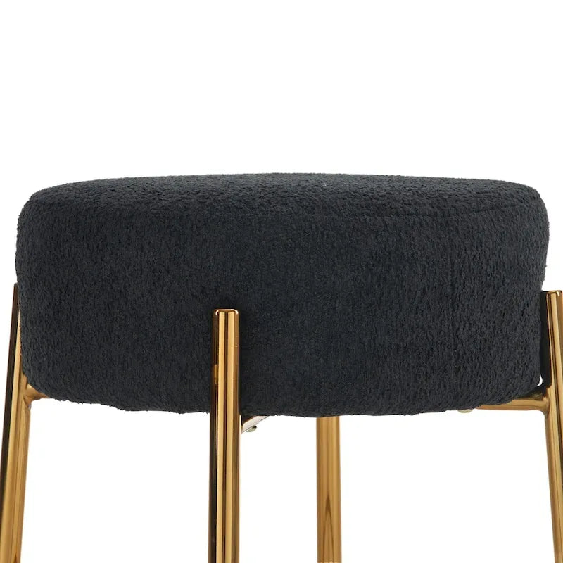 Tabouret de bar rond noir et or, lot de 2