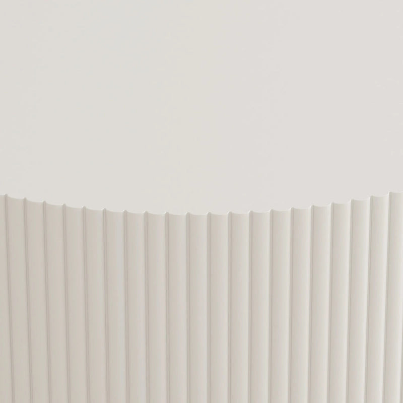 Table basse ronde à 2 niveaux, blanc/noir, motif rayures en relief, 80 cm