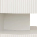 Table basse ronde à 2 niveaux, blanc/noir, motif rayures en relief, 80 cm