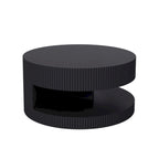 Table basse ronde à 2 niveaux, blanc/noir, motif rayures en relief, 80 cm