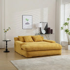 Canapé convertible 2 places en chenille marine / jaune moutarde / blanc / émeraude / gris