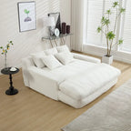 Canapé convertible 2 places en chenille marine / jaune moutarde / blanc / émeraude / gris
