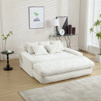 Canapé convertible 2 places en chenille marine / jaune moutarde / blanc / émeraude / gris