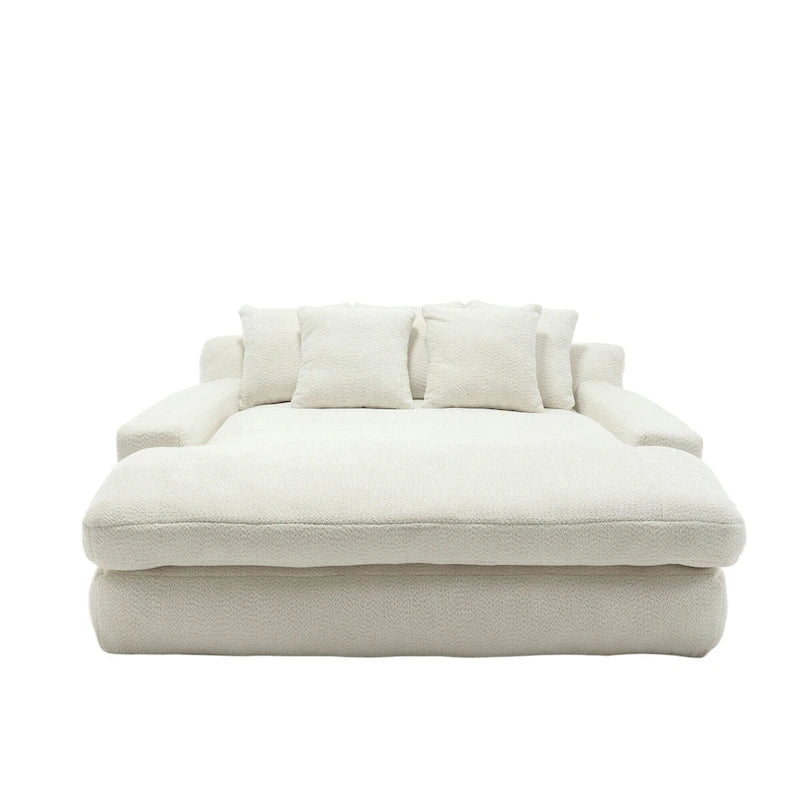 Canapé convertible 2 places en chenille marine / jaune moutarde / blanc / émeraude / gris
