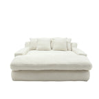Canapé convertible 2 places en chenille marine / jaune moutarde / blanc / émeraude / gris