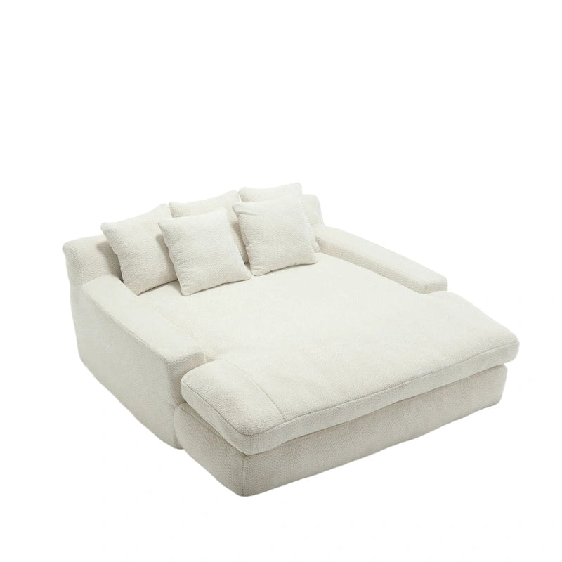 Canapé convertible 2 places en chenille marine / jaune moutarde / blanc / émeraude / gris
