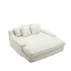 Canapé convertible 2 places en chenille marine / jaune moutarde / blanc / émeraude / gris