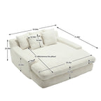 Canapé convertible 2 places en chenille marine / jaune moutarde / blanc / émeraude / gris