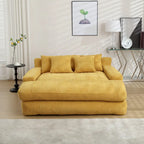 Canapé convertible 2 places en chenille marine / jaune moutarde / blanc / émeraude / gris