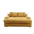 Canapé convertible 2 places en chenille marine / jaune moutarde / blanc / émeraude / gris