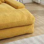 Canapé convertible 2 places en chenille marine / jaune moutarde / blanc / émeraude / gris