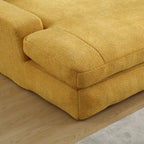Canapé convertible 2 places en chenille marine / jaune moutarde / blanc / émeraude / gris