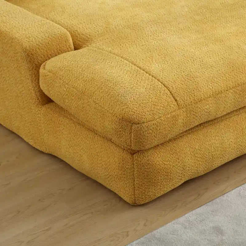 Canapé convertible 2 places en chenille marine / jaune moutarde / blanc / émeraude / gris