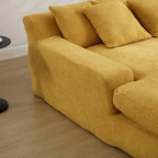 Canapé convertible 2 places en chenille marine / jaune moutarde / blanc / émeraude / gris
