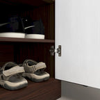 Meuble à Chaussures 4 Niveaux Noyer / Naturel avec Tiroir et 2 Portes — Capacité 2+