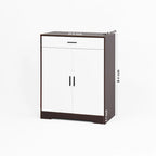 Meuble à Chaussures 4 Niveaux Noyer / Naturel avec Tiroir et 2 Portes — Capacité 2+