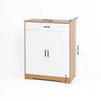 Meuble à Chaussures 4 Niveaux Noyer / Naturel avec Tiroir et 2 Portes — Capacité 2+