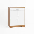 Meuble à Chaussures 4 Niveaux Noyer / Naturel avec Tiroir et 2 Portes — Capacité 2+
