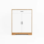 Meuble à Chaussures 4 Niveaux Noyer / Naturel avec Tiroir et 2 Portes — Capacité 2+