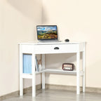 Bureau d'angle blanc avec tiroir et étagères, 1 personne