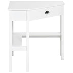 Bureau d'angle blanc avec tiroir et étagères, 1 personne