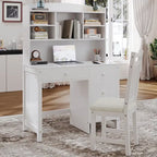 Bureau de style rétro blanc/espresso avec étagère et chaise, 1 personne