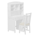 Bureau de style rétro blanc/espresso avec étagère et chaise, 1 personne