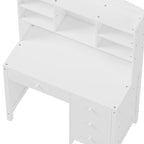 Bureau de style rétro blanc/espresso avec étagère et chaise, 1 personne