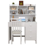 Bureau de style rétro blanc/espresso avec étagère et chaise, 1 personne